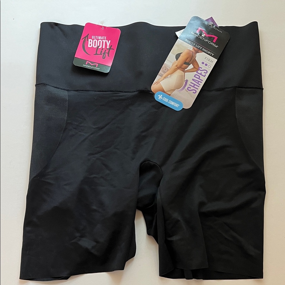 Maidenform Booty Lift Shorty Shaper Plus Size 2XL Black Cool Comfort Firm